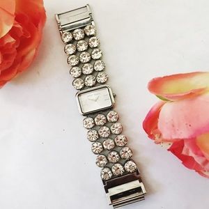 Betsey Johnson Square Face Rhinestone Watch
